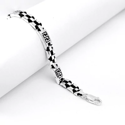 Ezüst görög mintás férfi karkötő