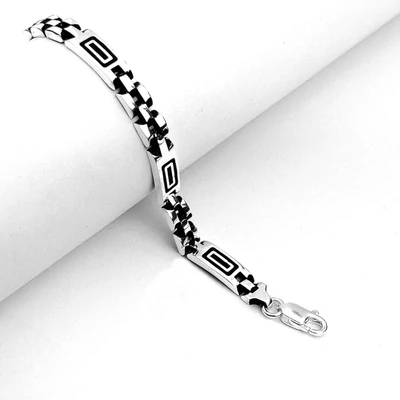 Antikolt ezüst férfi karlánc