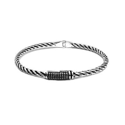 Ezüst köves merev karkötő