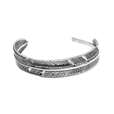 Ezüst merev toll karkötő