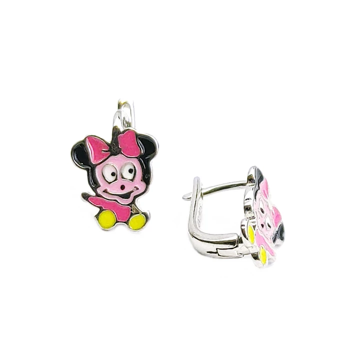 Ezüst gyermek minnie egér  franciazáras fülbevaló